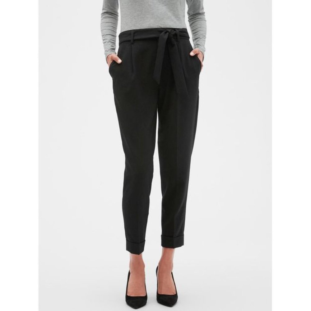 BANANA REPUBLIC Black Tie-Waist Crepe Pants - 12